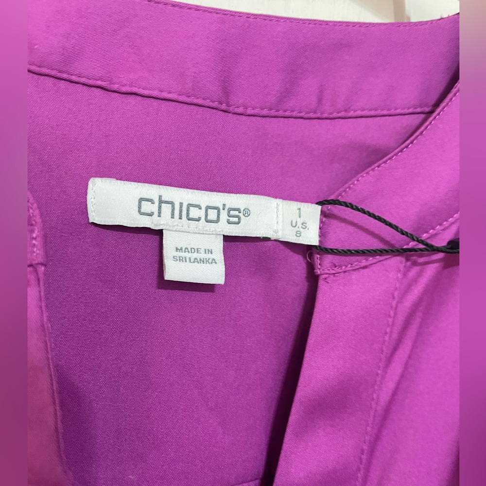 NWT Chicos size 1 (US size 8) Tiered Mini Dress African violet colorway - Picture 4 of 5